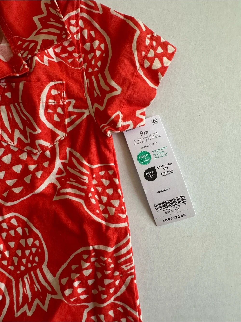 Carter's Red Pineapple Print Short Sleeve Romper
